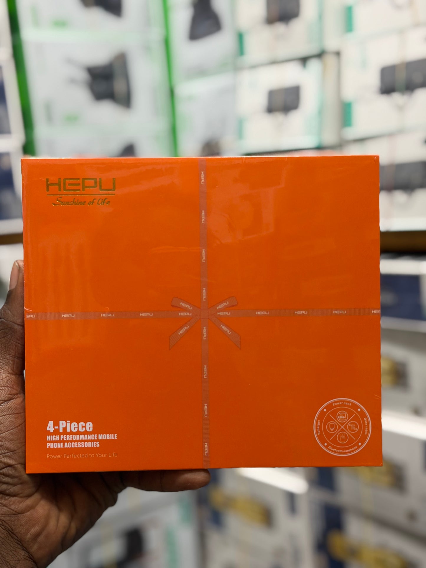 Power bank 🧡 COFFRET HEPU 4 EN 1 – Accessoires Haut de Gamme 🧡