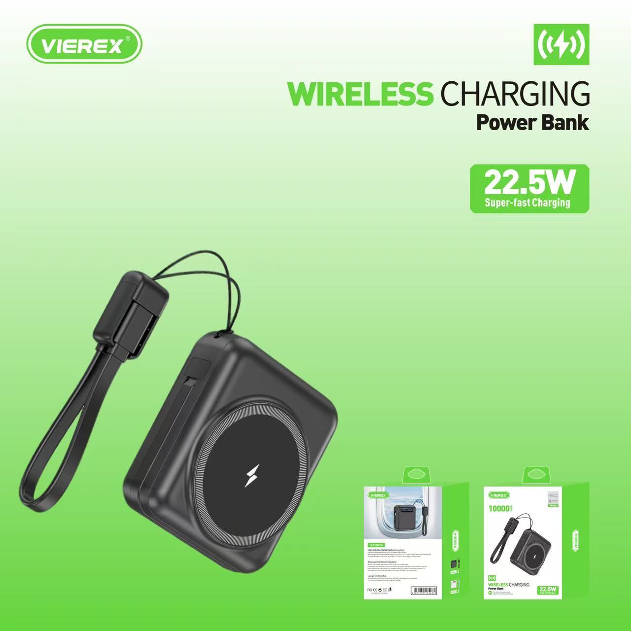 🔋🧲 POWER BANK VIEREX MAGNÉTIQUE 10 000 mAh – 22.5W CHARGE RAPIDE
